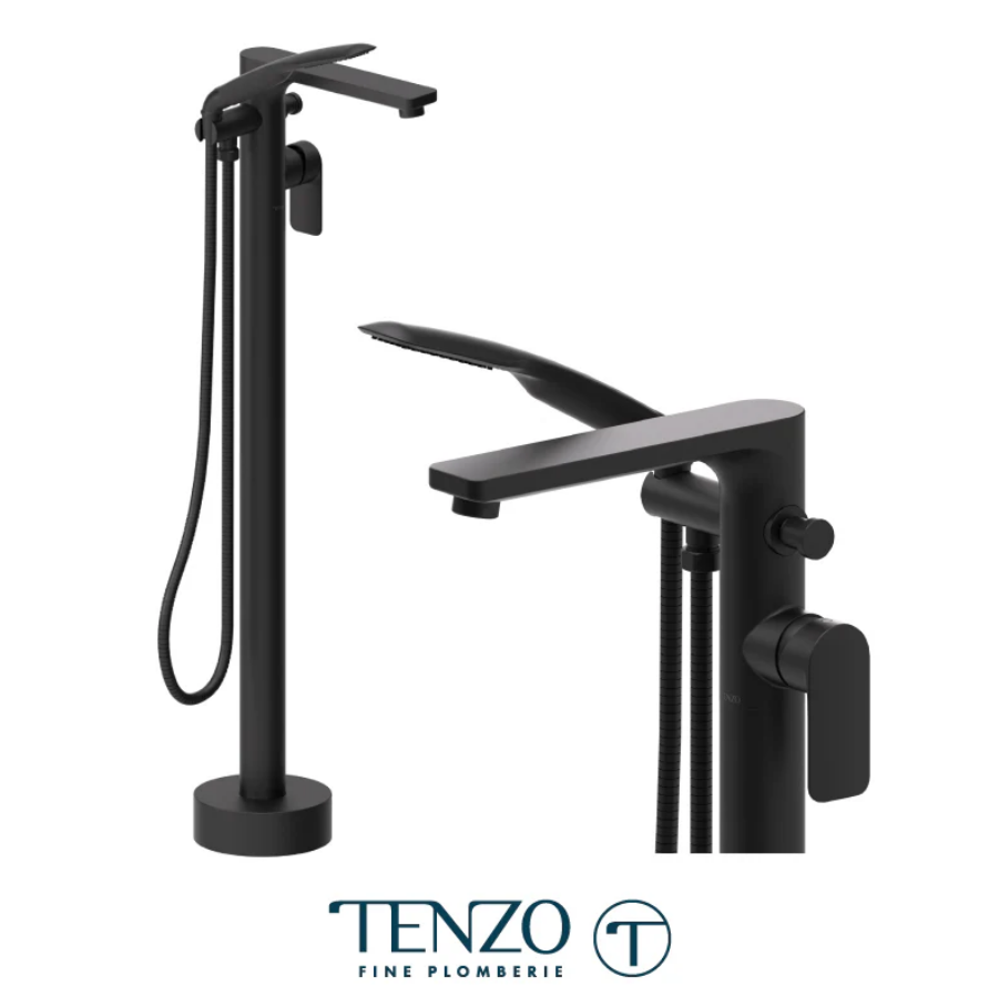 Tenzo Delano floor mount tub filler matte black DE52-MB